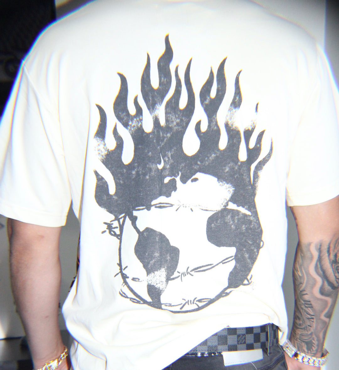 Global Flame Graphic Tee – Cream