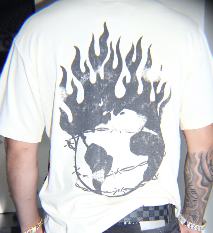 Global Flame Graphic Tee – Cream