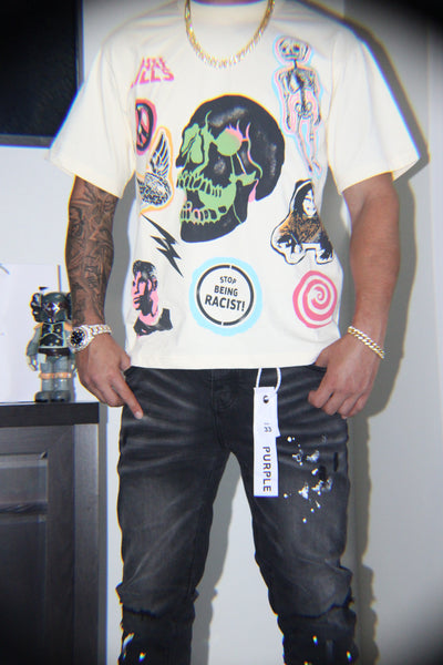 Global Flame Graphic Tee – Cream