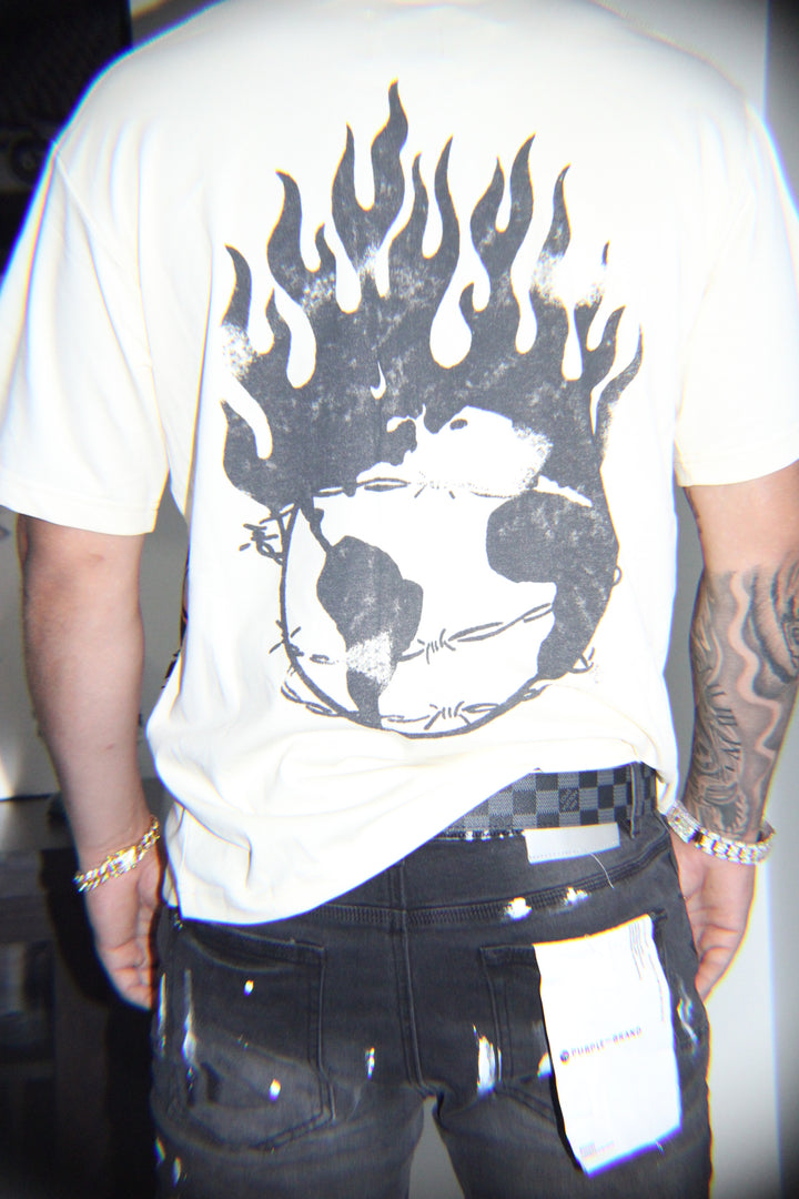 Global Flame Graphic Tee – Cream