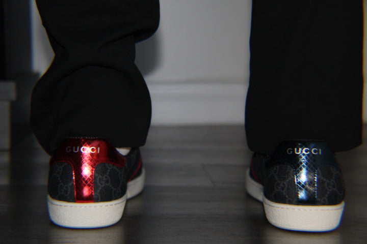 Blue and Red Low Cut Sneakers