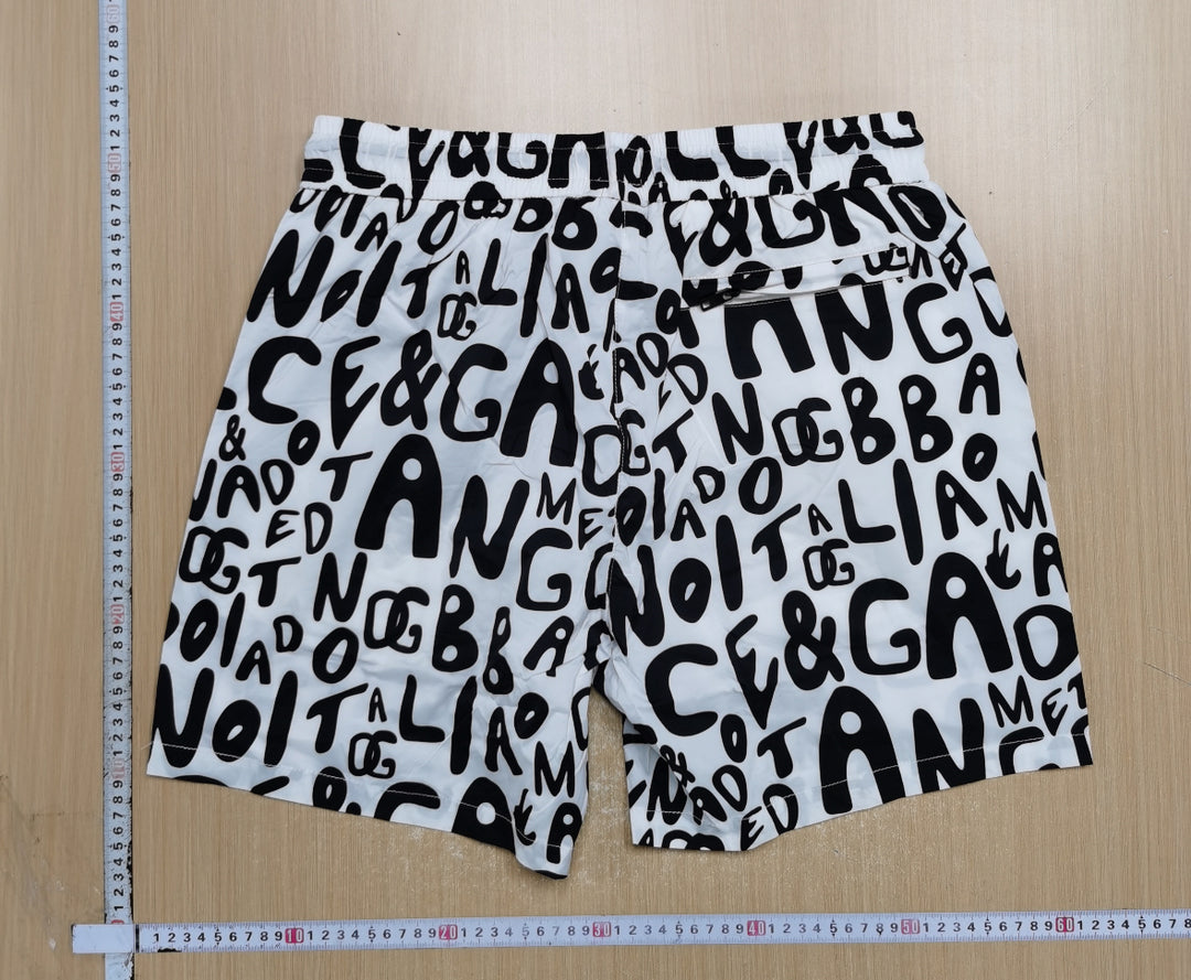 Black and White Text Shorts