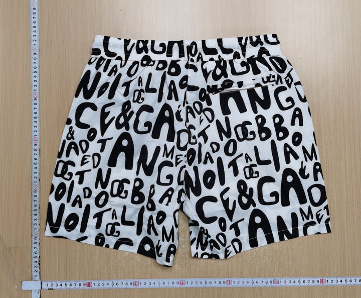 Black and White Text Shorts